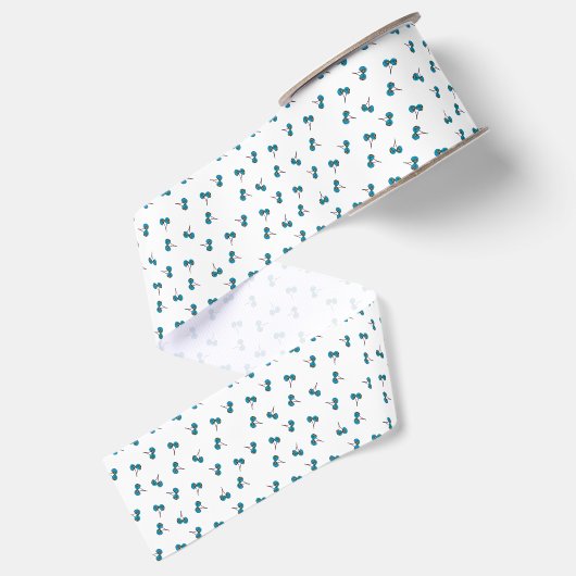 Blue Cherry Pattern Grosgrain Lint (Achterkant)