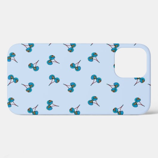 Blue Cherry Pattern Hoesje-Mate iPhone Case Case (Achterkant (horizontaal))