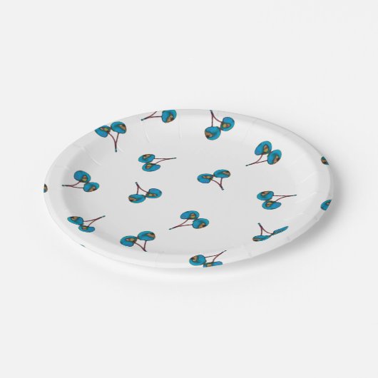 Blue Cherry Pattern Papieren Bordje (Gekanteld)