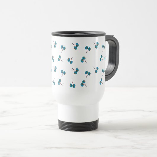 Blue Cherry Pattern Reisbeker (Voorkant rechts)