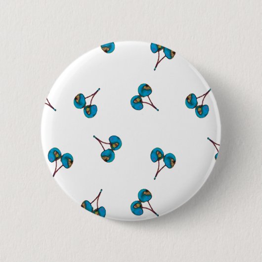 Blue Cherry Pattern Ronde Button 5,7 Cm (Voorkant)