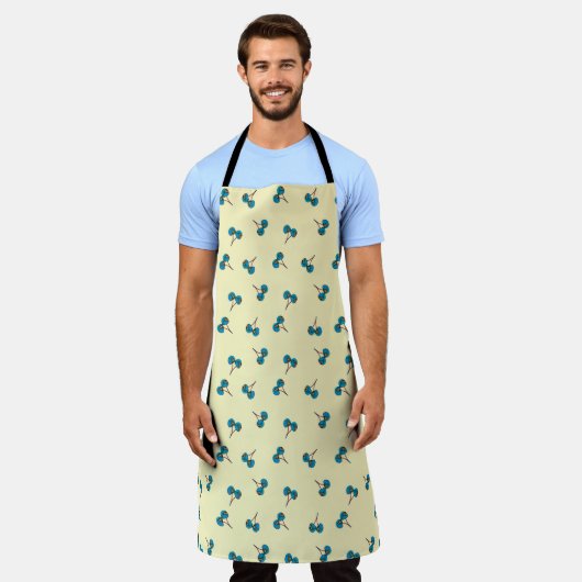 Blue Cherry Pattern Schort (Gedragen)