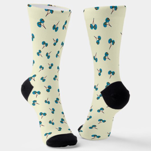 Blue Cherry Pattern Sokken (Gebogen)