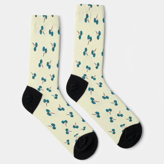 Blue Cherry Pattern Sokken (Rechts)
