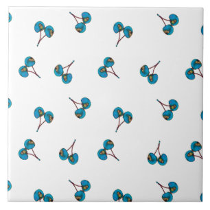 Blue Cherry Pattern Tegeltje