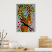 Blue Cherry Tree Woman Poster (Keuken)