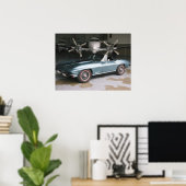 Blue Chevrolet Corvette Poster (Thuiskantoor)