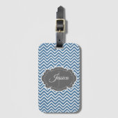 Blue Chevron Aangepast Bagagelabel (Voorkant (verticaal))