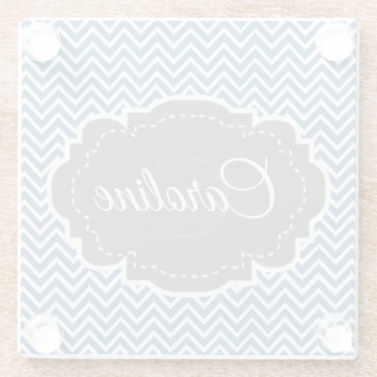 Blue Chevron Aangepast Onderzetter van glas Glazen Onderzetter (Achterkant)