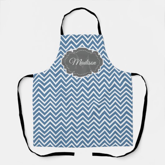 Blue Chevron Aangepast Schort (Voorkant)