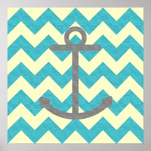 Blue Chevron Anchor Poster (Voorkant)