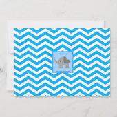 Blue Chevron and Elephant Baby shower Invitation Kaart (Achterkant)