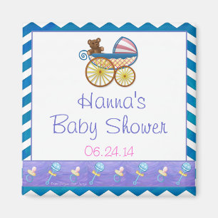 Blue Chevron Baby Pram Baby shower Favor Magnet