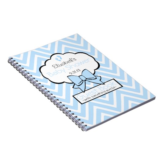 Blue Chevron Baby shower Guest Book- Notitieboek (Rechterzijde)