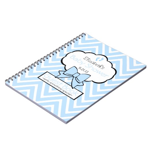 Blue Chevron Baby shower Guest Book- Notitieboek (Linkerzijde)