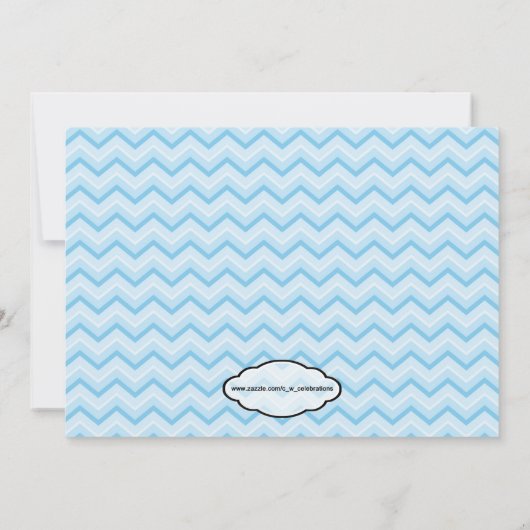 Blue Chevron Birthday Uitnodiging (Achterkant)