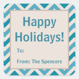 Blue Chevron Christmas Holiday Gift Label Stickers