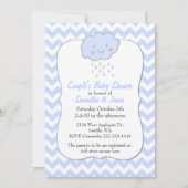 Blue Chevron Couple's Baby shower Invitation Kaart (Voorkant)