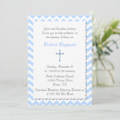 Blue Chevron Custom Baptism Invitation Kaart (Staand voorkant)