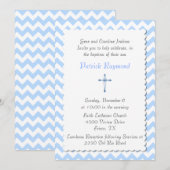 Blue Chevron Custom Baptism Invitation Kaart (Voorkant / Achterkant)