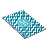 Blue Chevron Custom Monogram Notitieboek (Rechterzijde)