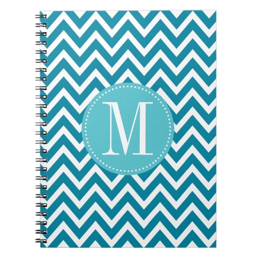 Blue Chevron Custom Monogram Notitieboek (Voorkant)
