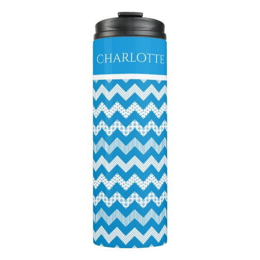 Blue Chevron Custom Thermal Tumbler Thermosbeker (Voorkant)