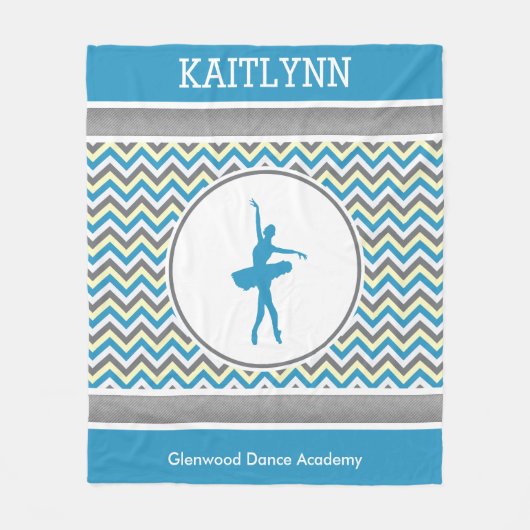 Blue Chevron Dancer Personalized Fleece Deken (Voorkant)