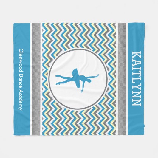 Blue Chevron Dancer Personalized Fleece Deken (Voorkant (Horizontaal))