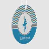 Blue Chevron Dancer Personalized Ornament (voorkant)