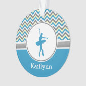 Blue Chevron Dancer Personalized Ornament (voorkant)