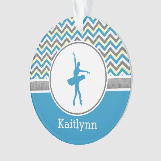 Blue Chevron Dancer Personalized Ornament (voorkant)