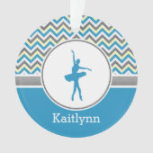 Blue Chevron Dancer Personalized Ornament (voorkant)