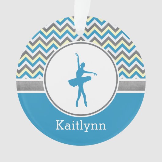 Blue Chevron Dancer Personalized Ornament (voorkant)
