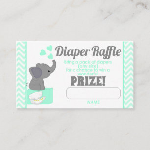 Blue Chevron Elephant Luier Raffle Tickets #330 Informatiekaartje