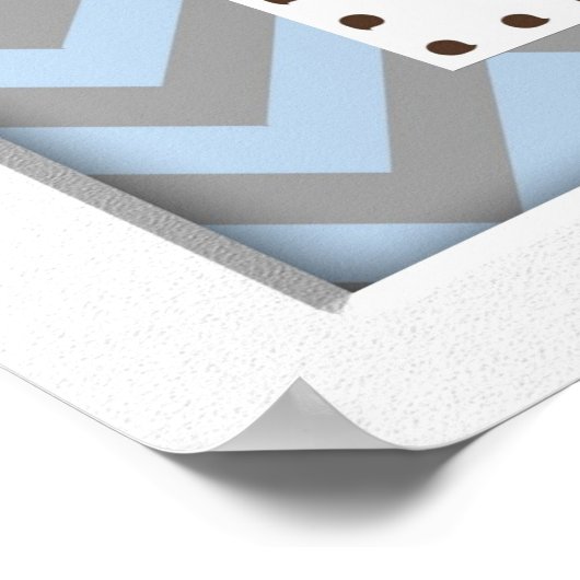 Blue Chevron Elephant Nursery Wall Art Poster (Hoek)