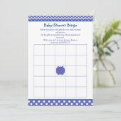 Blue Chevron en Polka Dot Baby shower Bingo Kaart (Staand voorkant)