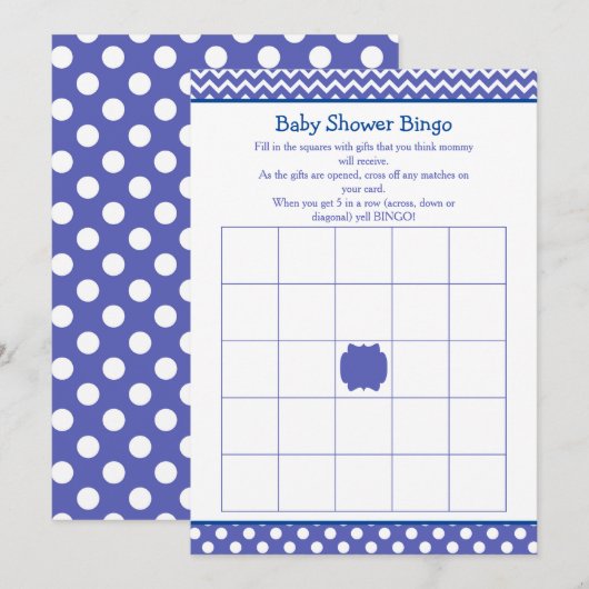 Blue Chevron en Polka Dot Baby shower Bingo Kaart (Voorkant / Achterkant)