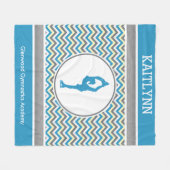 Blue Chevron Figuur Skater Personalized Blanket Fleece Deken (Voorkant (Horizontaal))
