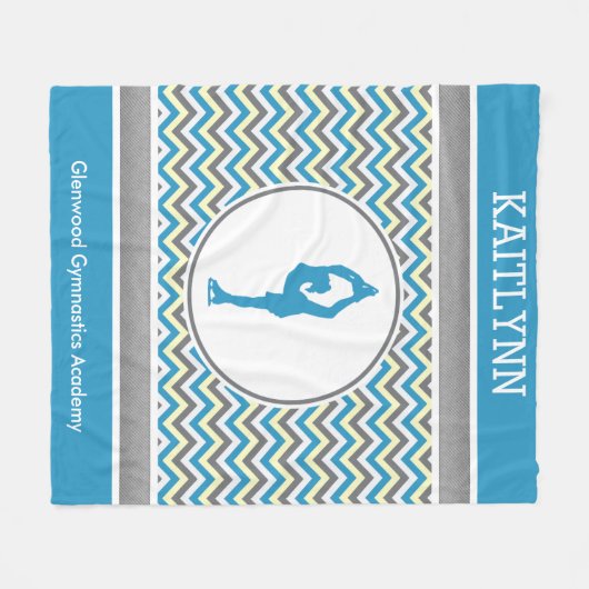 Blue Chevron Figuur Skater Personalized Blanket Fleece Deken (Voorkant (Horizontaal))