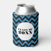 Blue Chevron Glitter Afstuderen Koelbox Blikjeskoeler (Blikje Voorkant)