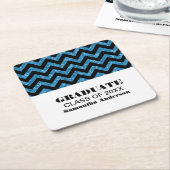 Blue Chevron Glitter Afstuderen Onderzetters (Schuin)