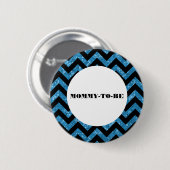 Blue Chevron Glitter Baby shower Button (Voorkant /achterkant)