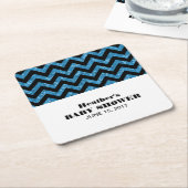 Blue Chevron Glitter Baby shower Onderzetters (Schuin)