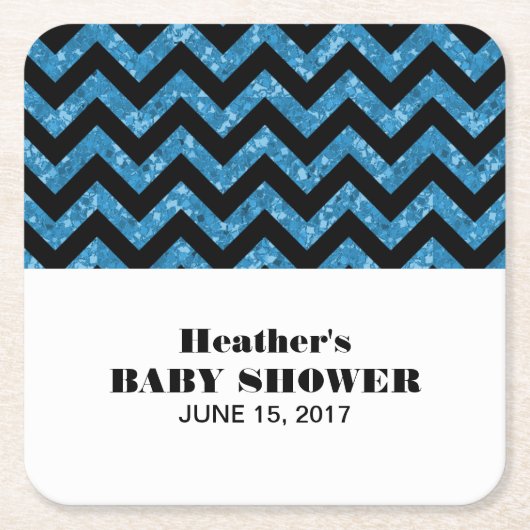 Blue Chevron Glitter Baby shower Onderzetters (Voorkant)
