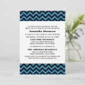 Blue Chevron Glitter Bat Mitzvah Invite Kaart (Staand voorkant)