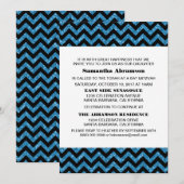 Blue Chevron Glitter Bat Mitzvah Invite Kaart (Voorkant / Achterkant)