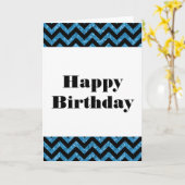 Blue Chevron Glitter Happy Birthday Kaart (Gele Bloem)
