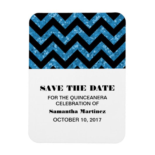 Blue Chevron Glitter Quinceañera Magnet Magneet (Verticaal)