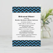 Blue Chevron Glitter Rehearsal Dinner Invite Kaart (Staand voorkant)